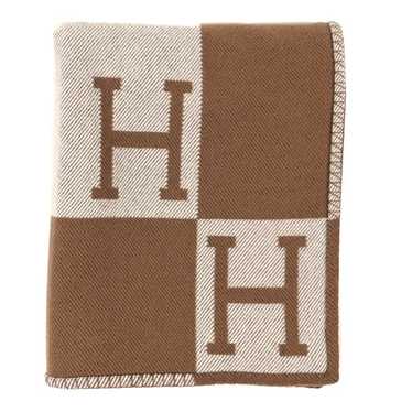 HERMES Wool Cashmere Avalon Blanket Ecru Camel