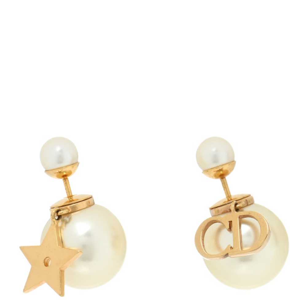 CHRISTIAN DIOR Pearl Mise En Dior Logo Tribal Ear… - image 1