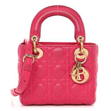 CHRISTIAN DIOR Lambskin Cannage Mini Lady Dior Fuc