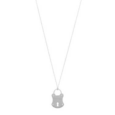 TIFFANY Sterling Silver Diamond Lock Pendant Neck… - image 1