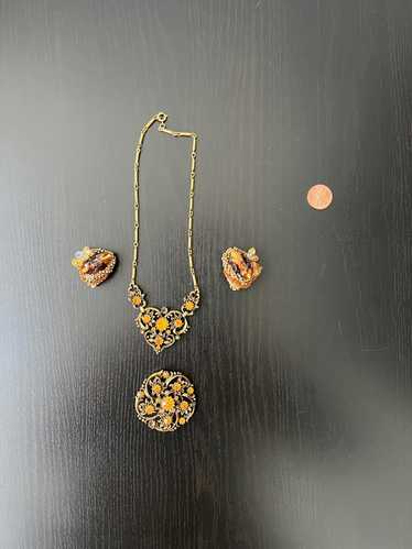 Random Vintage Orange-tone costume jewelry “set” |