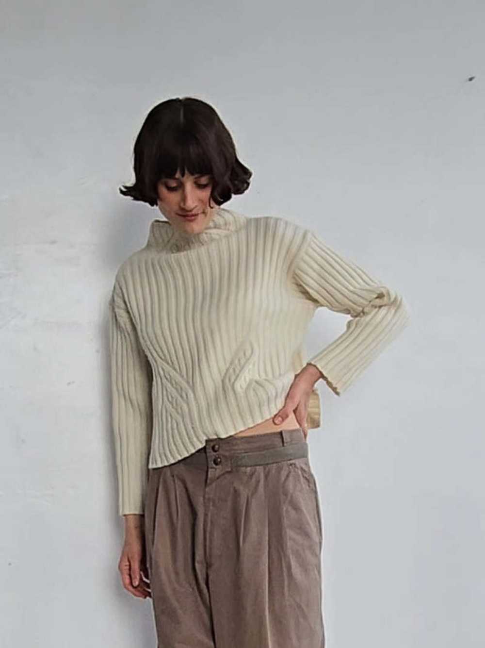 Chunky Ribbed Cropped Knit - White - image 3