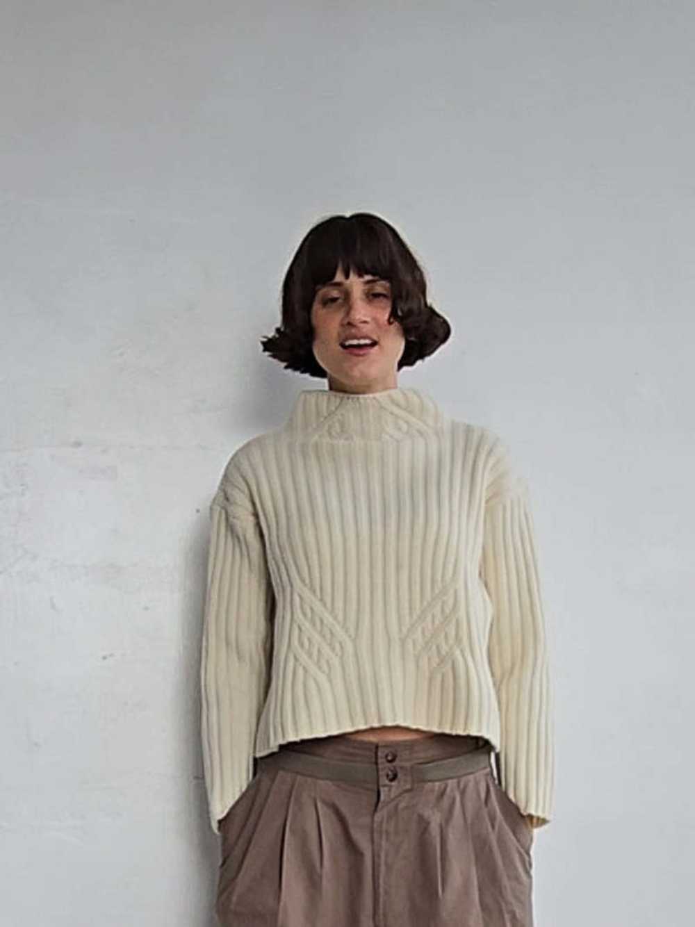 Chunky Ribbed Cropped Knit - White - image 4