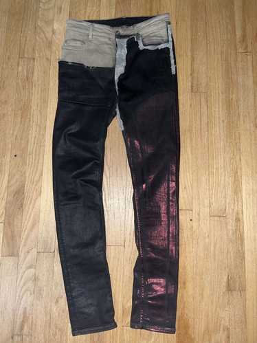 Rick Owens SS19 SPLIT WAX BRUISED DENIM JEANS RAW 