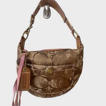 Coach Vintage Hobo Bag Purse Metallic Logo Tan Go… - image 1