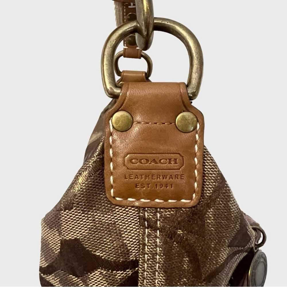 Coach Vintage Hobo Bag Purse Metallic Logo Tan Go… - image 4