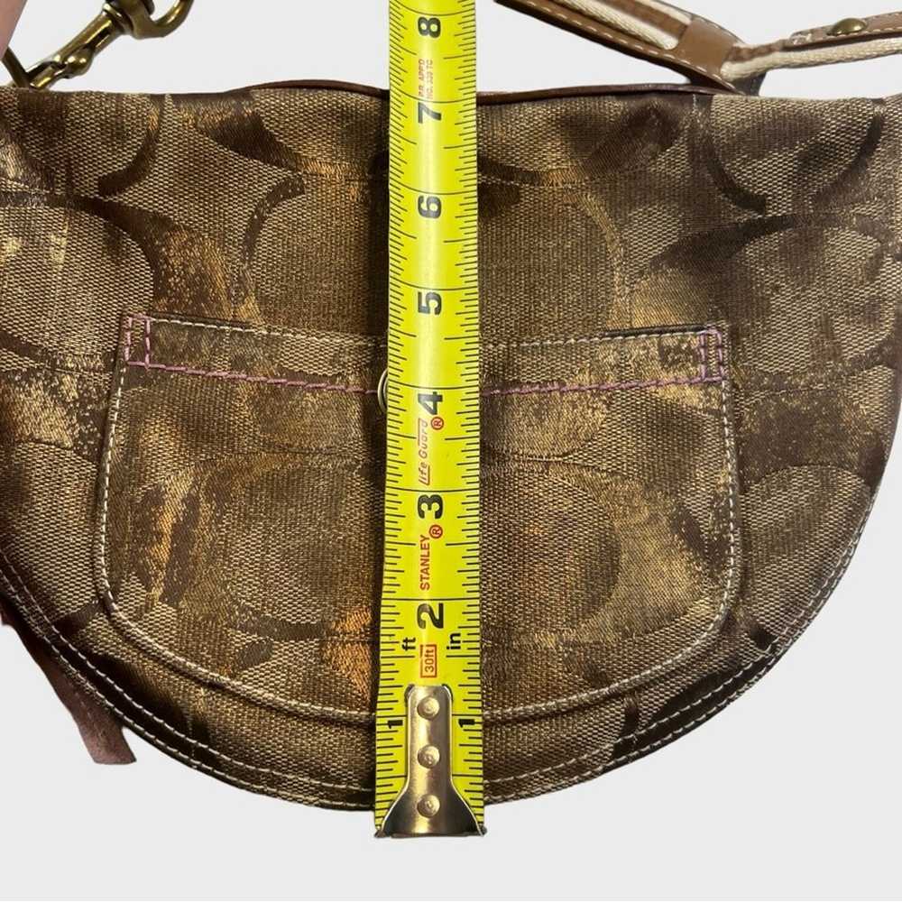 Coach Vintage Hobo Bag Purse Metallic Logo Tan Go… - image 8