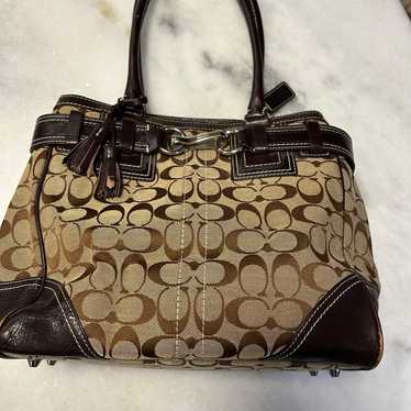 Coach Signature  Logo Hampton Purse Brown