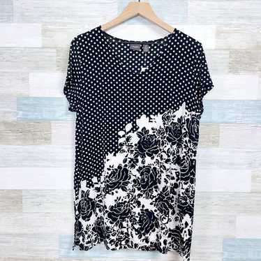 Chicos Chicos Travelers Floral Tunic Top Black Whi