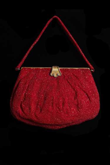 1950s George Baring Crimson Beaded Purse