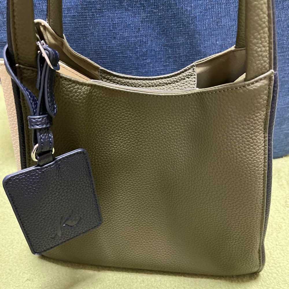 Olive green and white tote bag - image 5