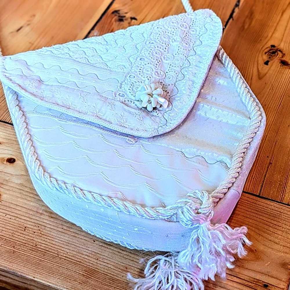 Purse -Handmade Padded White Silk - Vintage - Ret… - image 7