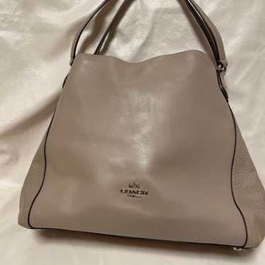 COACH Shoulder Bag Gray Leather