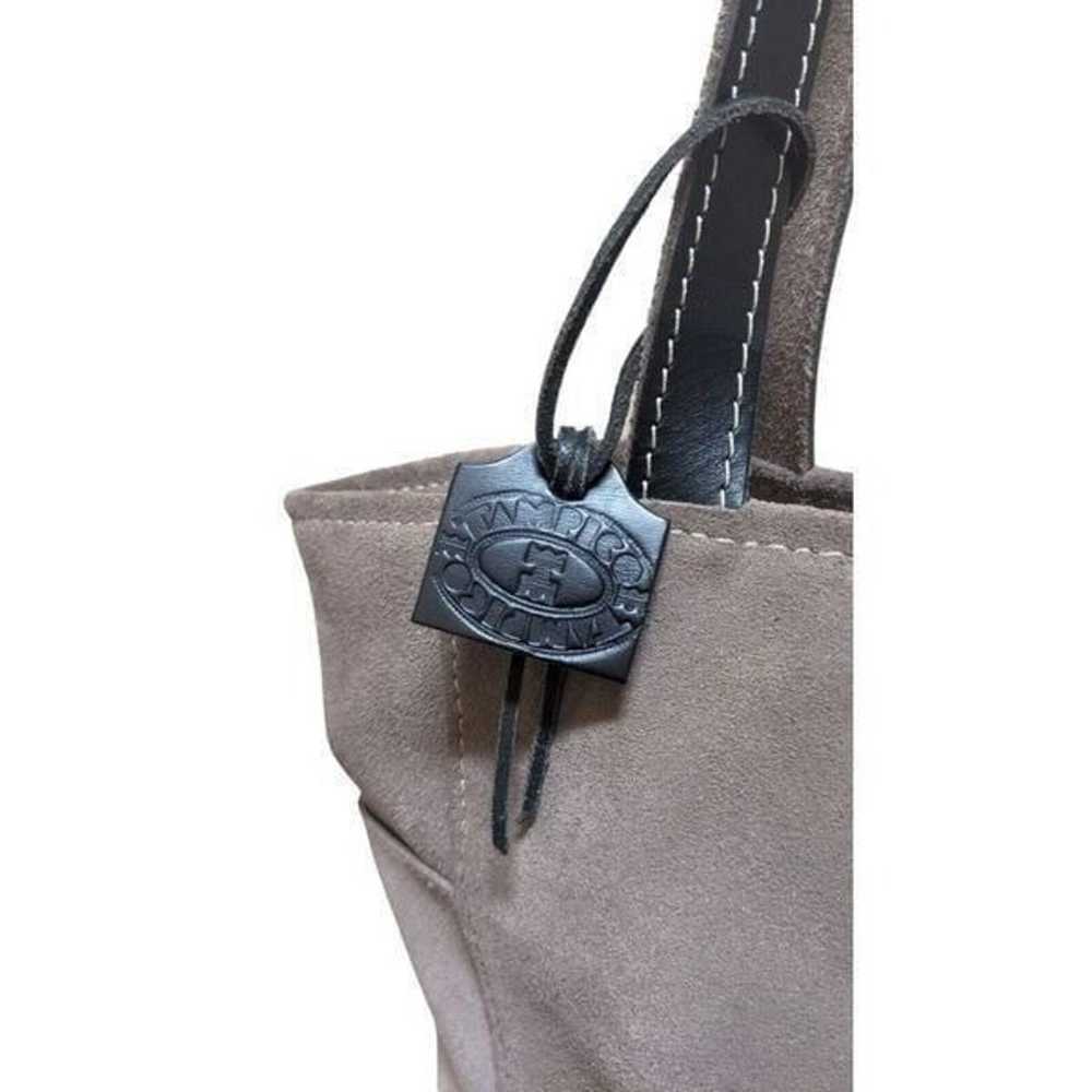 TAMPICO Tote Purse Large Taupe Suede Leather Trim… - image 2