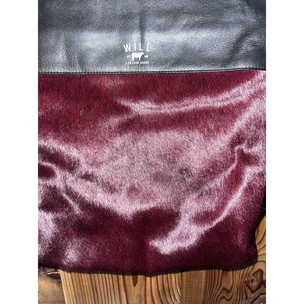 Will Leather Goods Cow Hair Burgandy Black Leathe… - image 3