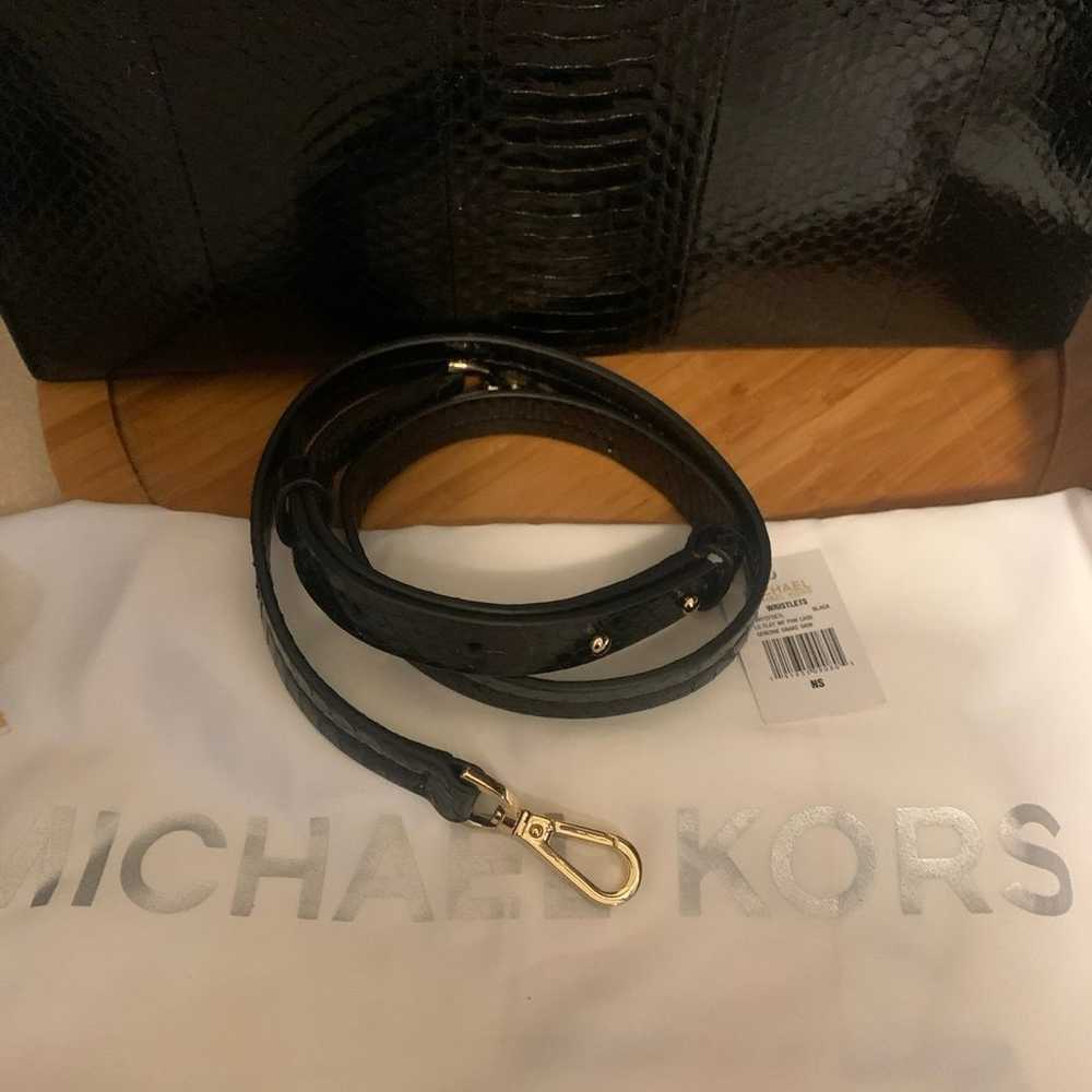 Michael Kors LG Mercer snake skin black tote and … - image 9