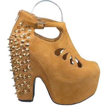 Jeffrey Campbell Women’s Tan Suede Spiked Platfor… - image 1