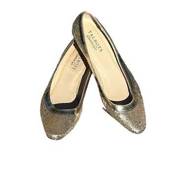 Talbots Gold Bling Slip-on Flats Size 7 1/2 - image 1