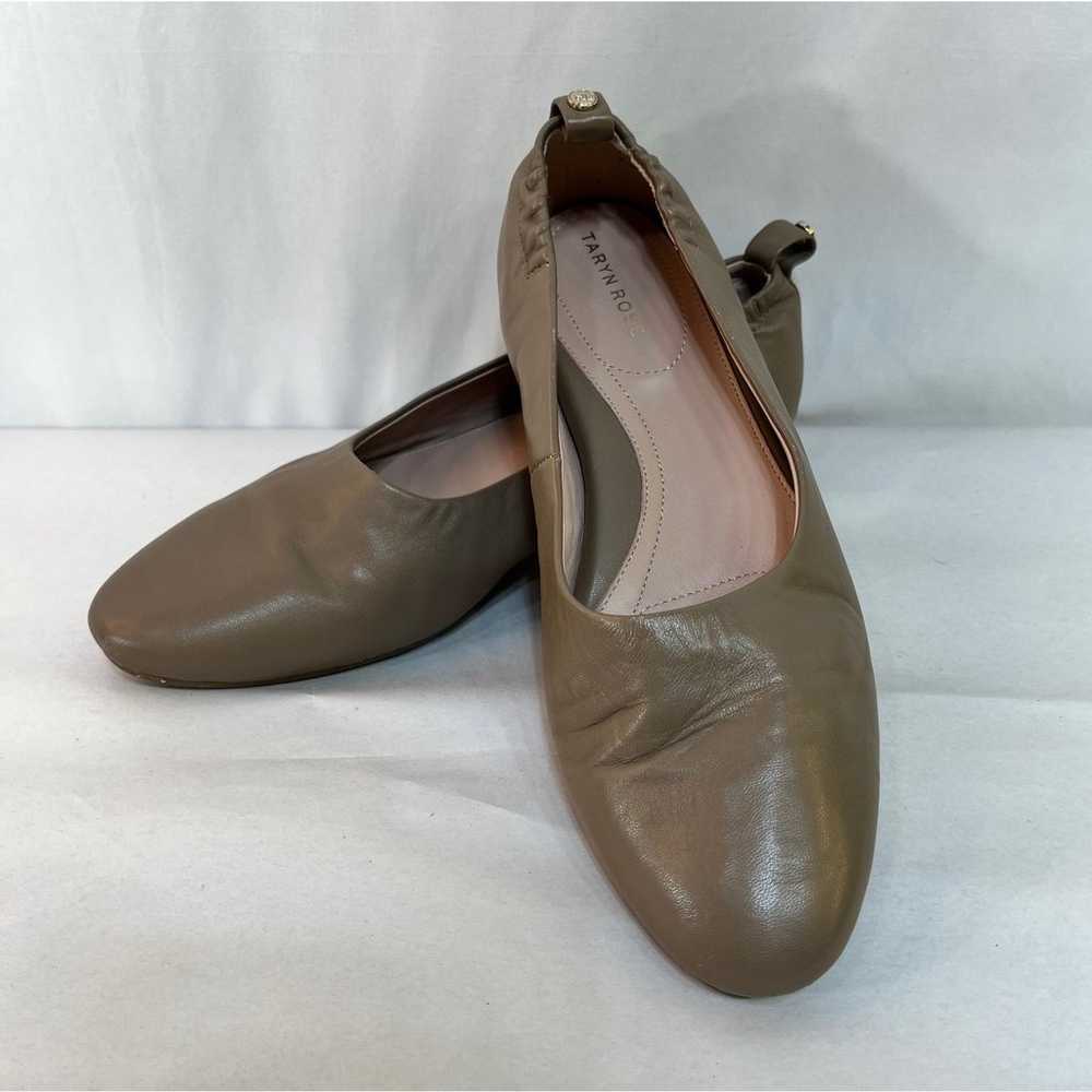 Taryn Rose Bess Leather Ballet Flats Taupe Size U… - image 4