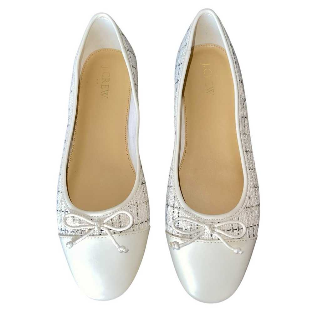 J.Crew Tweed Ballet Flats 9 Cream Plaid Casual Ca… - image 2