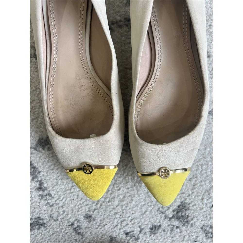 Tory Burch Tan and Yellow Color block Suede Flats… - image 10