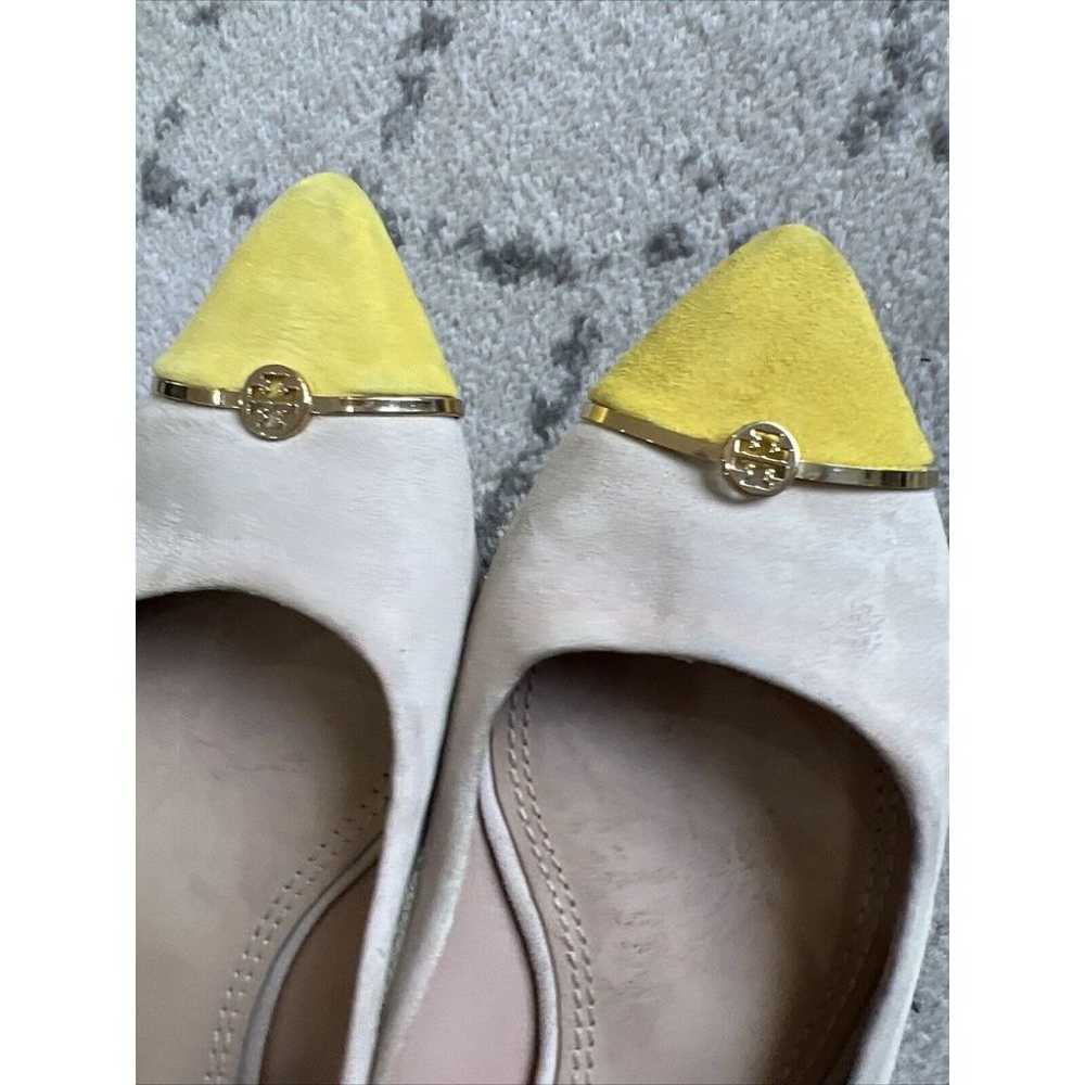 Tory Burch Tan and Yellow Color block Suede Flats… - image 3