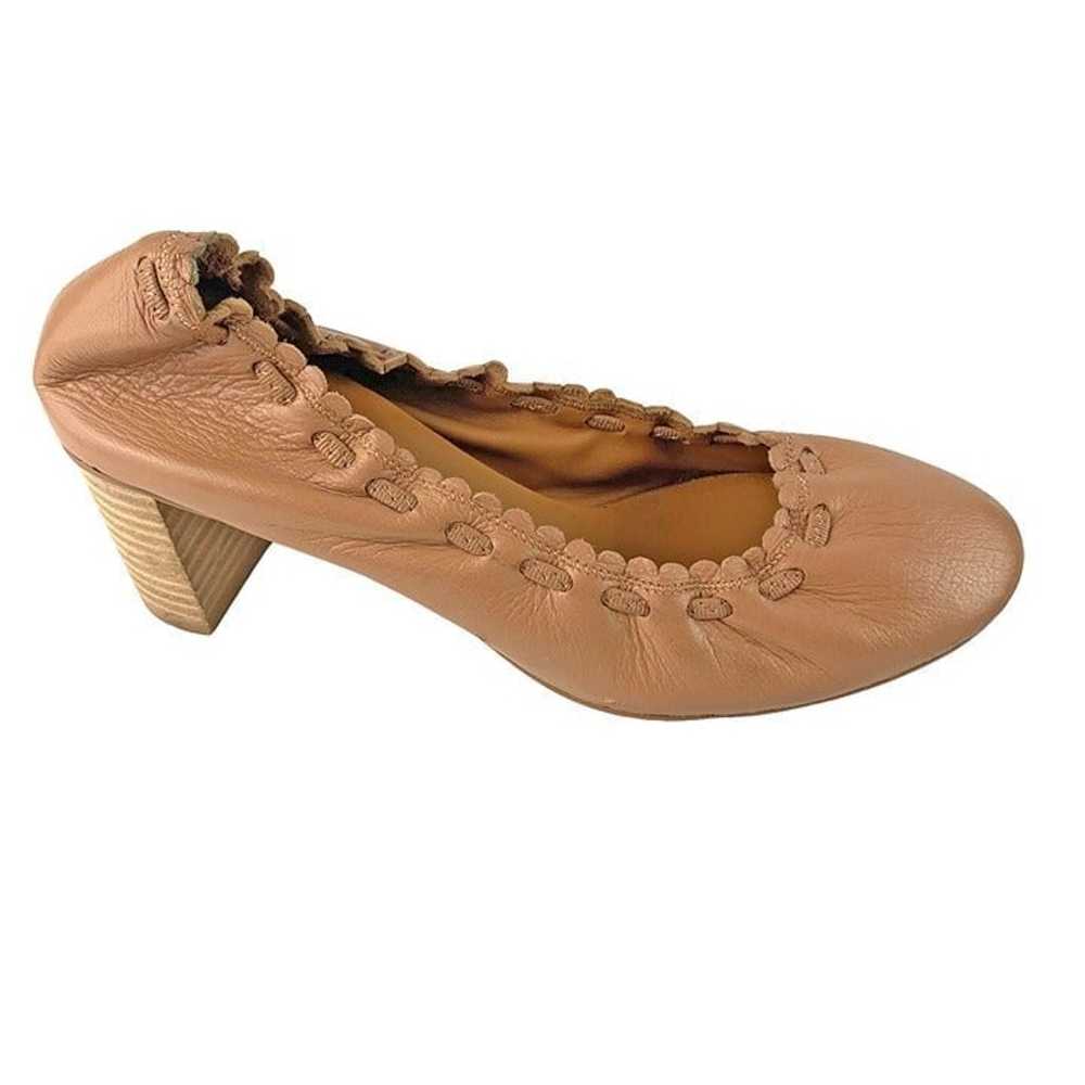 SEE by CHLOE 'Jane' Caramel Leather Scalloped Bal… - image 3