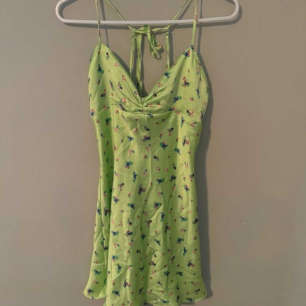 Zara SHORT SATIN DRESS - Light lime green size M - image 2