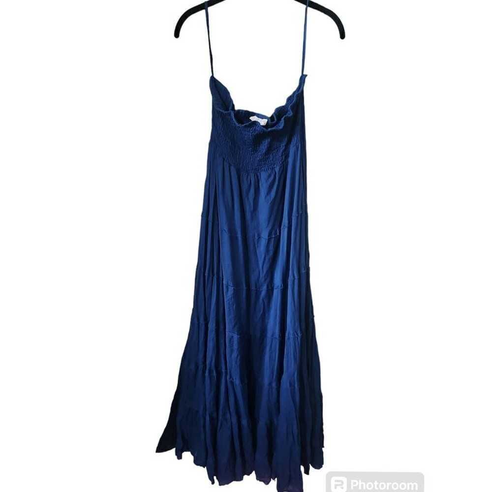 Solitaire Navy Blue Maxi Dress - Boho Chic Smocke… - image 1