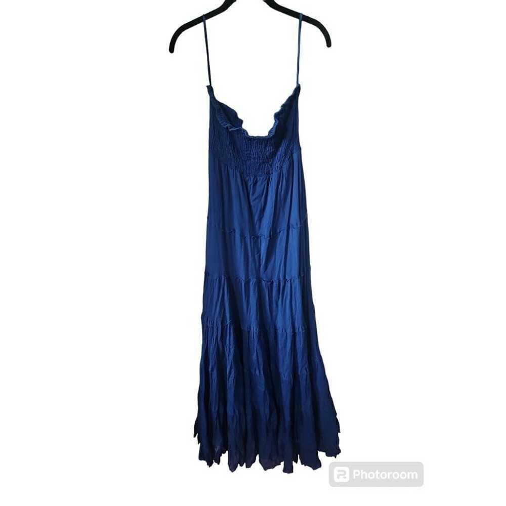 Solitaire Navy Blue Maxi Dress - Boho Chic Smocke… - image 3