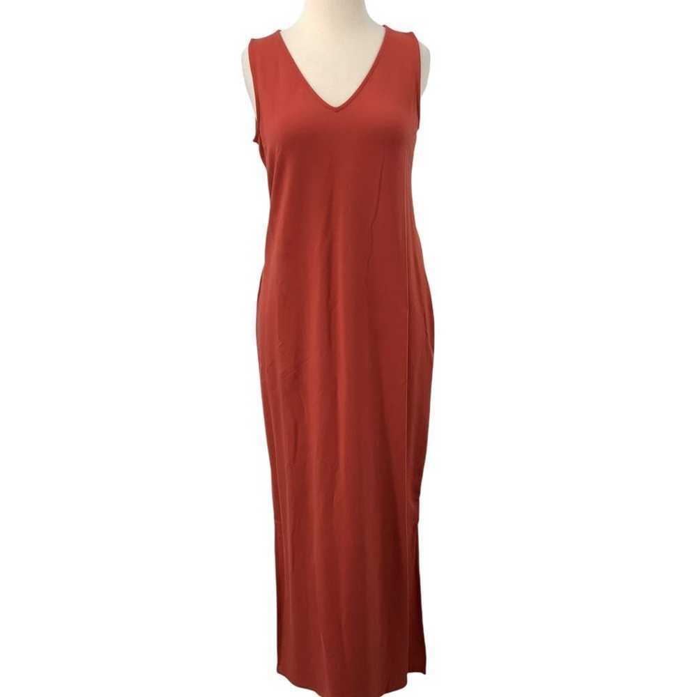 Garnet Hill Terracotta V-Neck Sleeveless Maxi Flo… - image 2