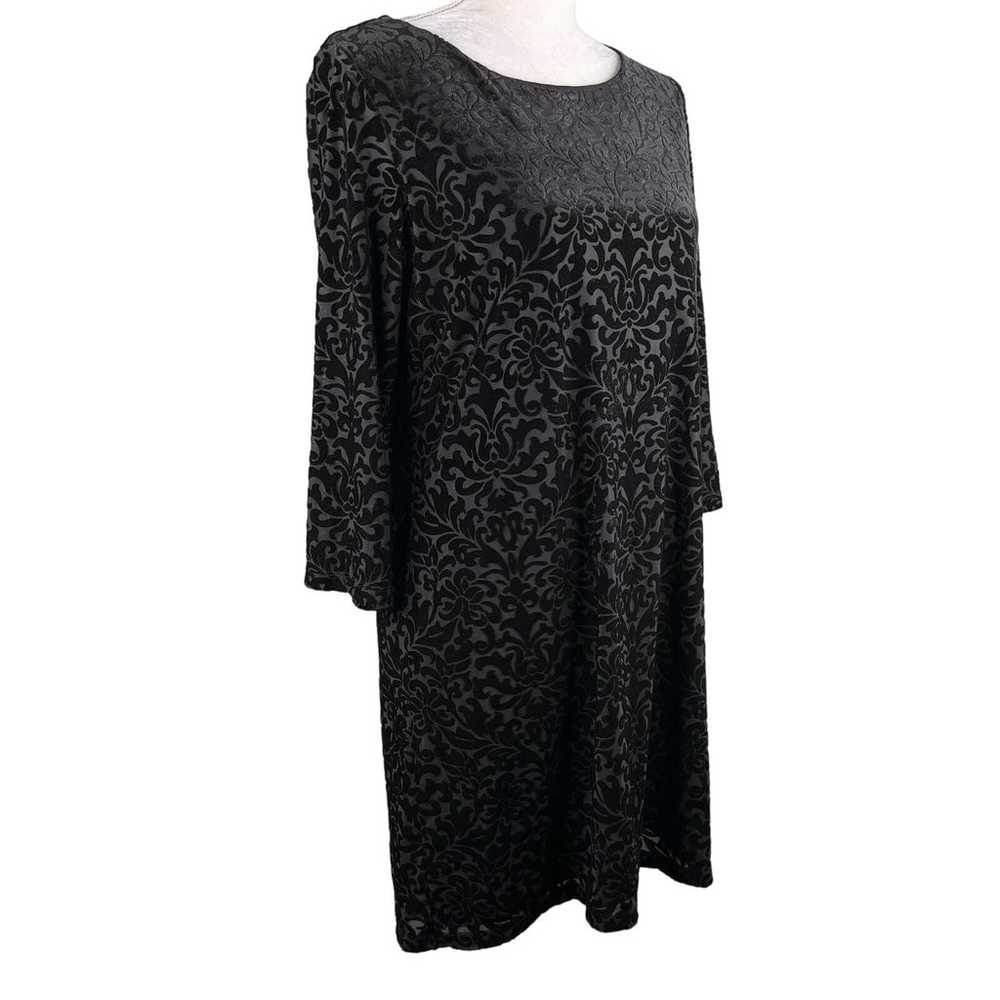 Adrienne Vittadini Dress Black Large Embossed Vel… - image 10