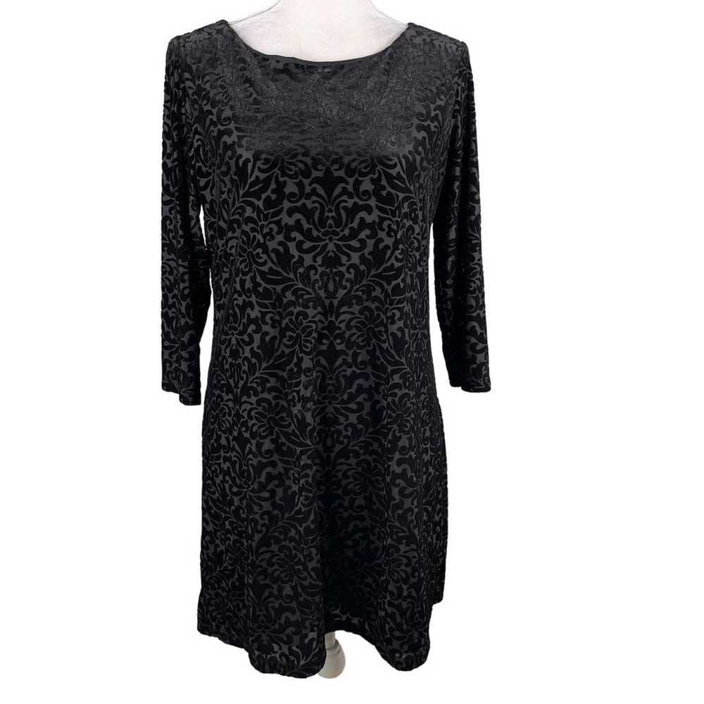 Adrienne Vittadini Dress Black Large Embossed Vel… - image 12