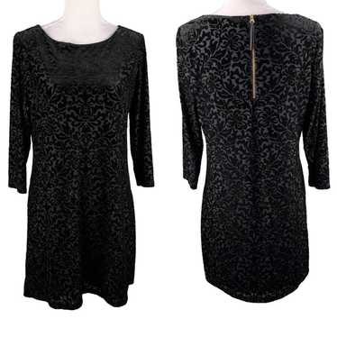 Adrienne Vittadini Dress Black Large Embossed Vel… - image 1