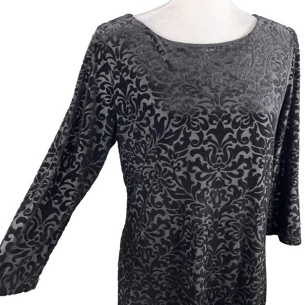 Adrienne Vittadini Dress Black Large Embossed Vel… - image 3