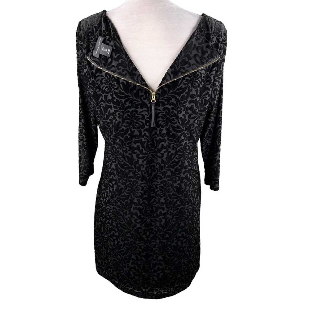 Adrienne Vittadini Dress Black Large Embossed Vel… - image 6