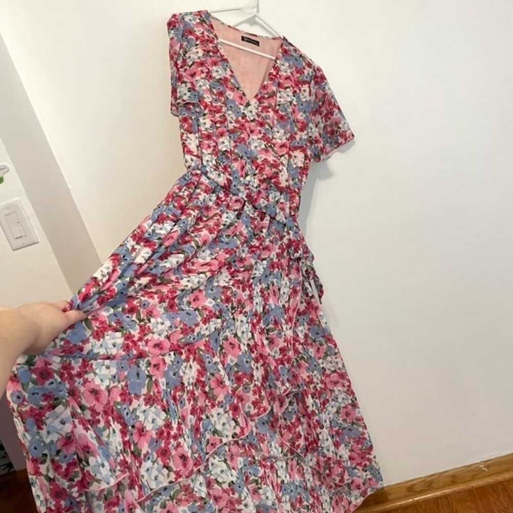 PRETTYGARDEN Floral Boho Dress Wrap V-Neck Short … - image 7