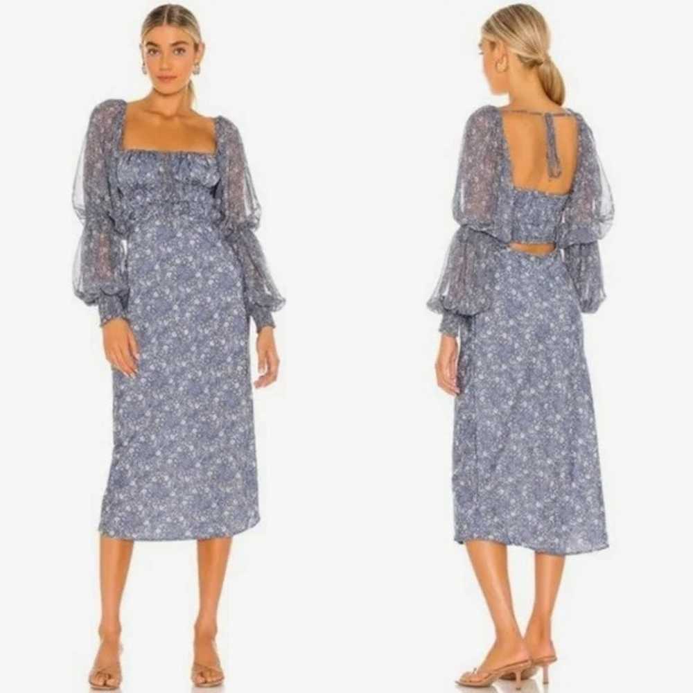 Free people aglow Floral midi dress blue size sma… - image 1