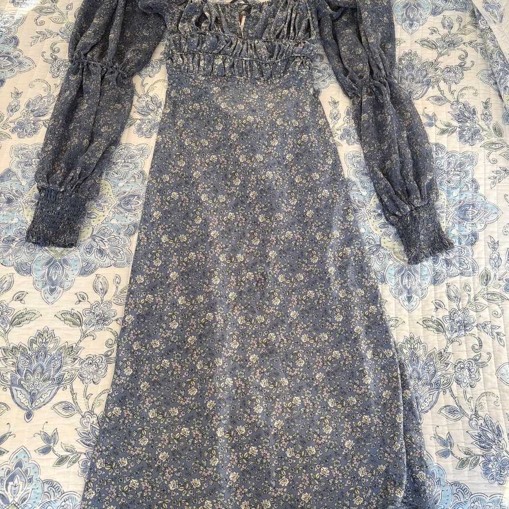 Free people aglow Floral midi dress blue size sma… - image 3