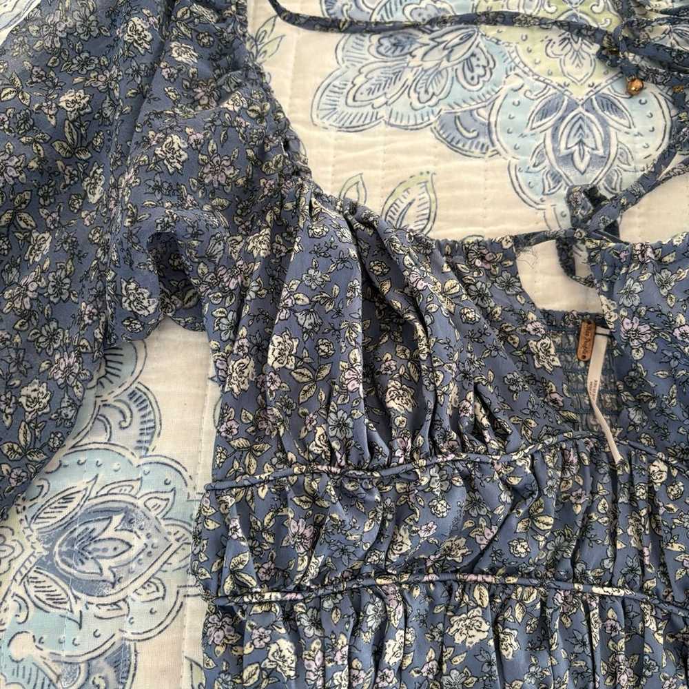 Free people aglow Floral midi dress blue size sma… - image 9