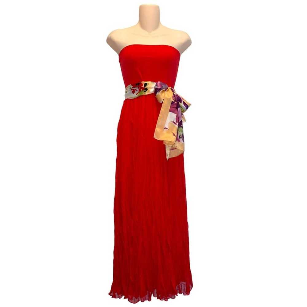 Matty M Red Crinkle Pleated Convertible Strapless… - image 1