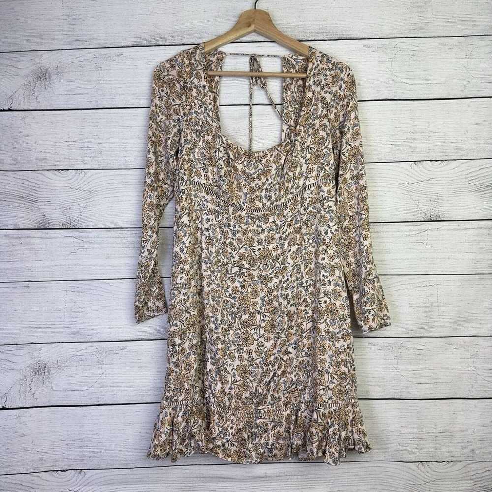 Free People Boheme Floral Mini Dress Size 12 Ivor… - image 2