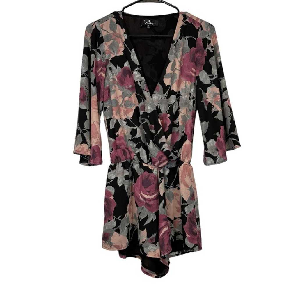 Lulus What’s Bloomin Bell Sleeve Black, Pink & Gr… - image 3