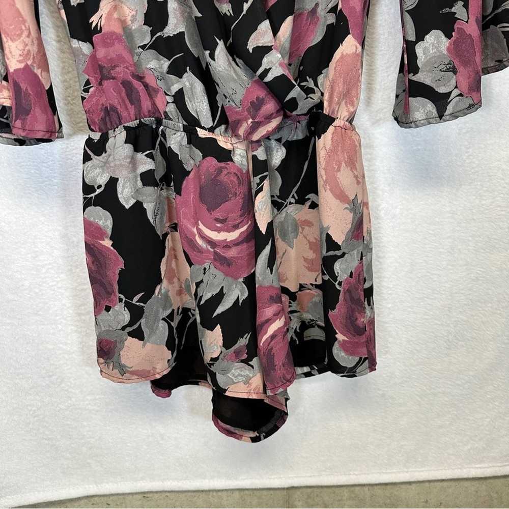 Lulus What’s Bloomin Bell Sleeve Black, Pink & Gr… - image 5