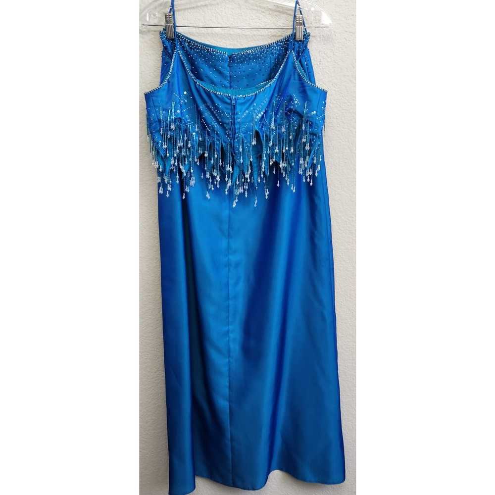 Blue 2 Piece Spaghetti Strap Beaded Top With Bead… - image 5