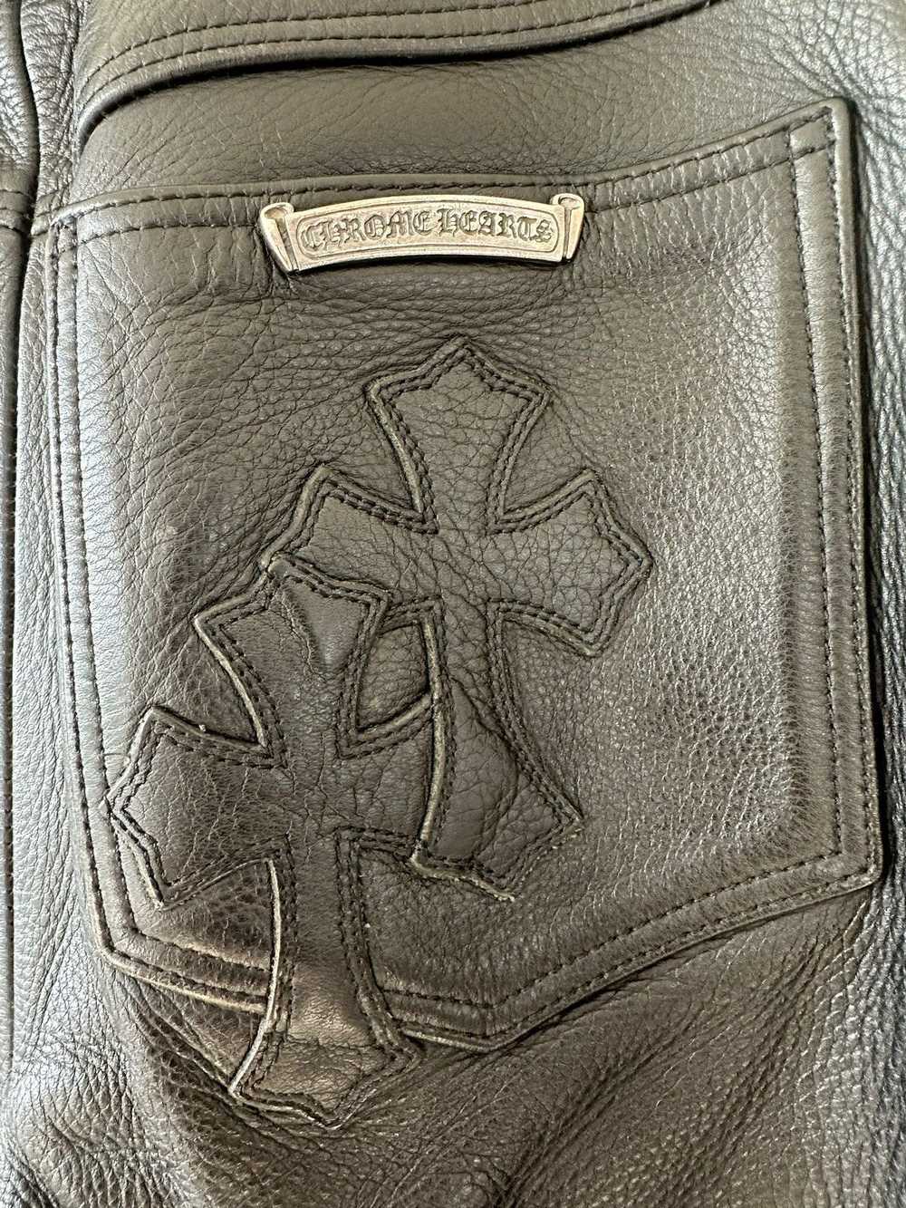 Chrome Hearts Chrome Hearts Black Leather Fleur K… - image 3