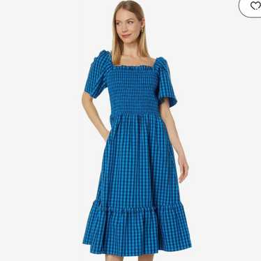 DRAPER JAMES Deana Smocked MIDI SHORT SLEEVE Dres… - image 1