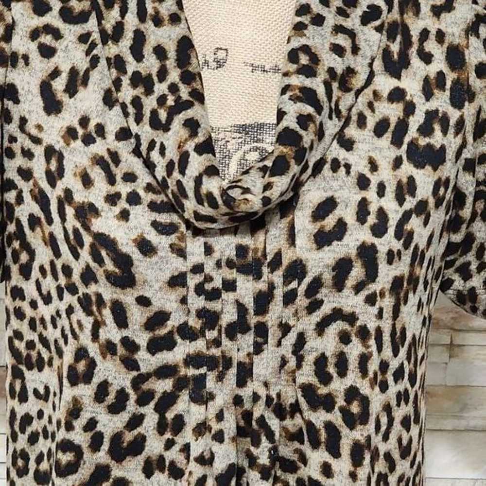 Eliza J. Cowl neck leopard print puff sleeve plea… - image 2