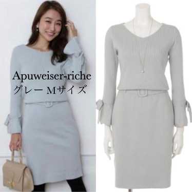 Apuwise Riche Rib Knit Dress Knee-Length Dress - image 1