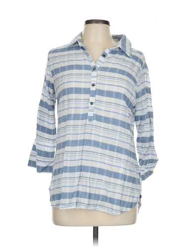 Columbia Women Blue 3/4 Sleeve Button-Down Shirt L